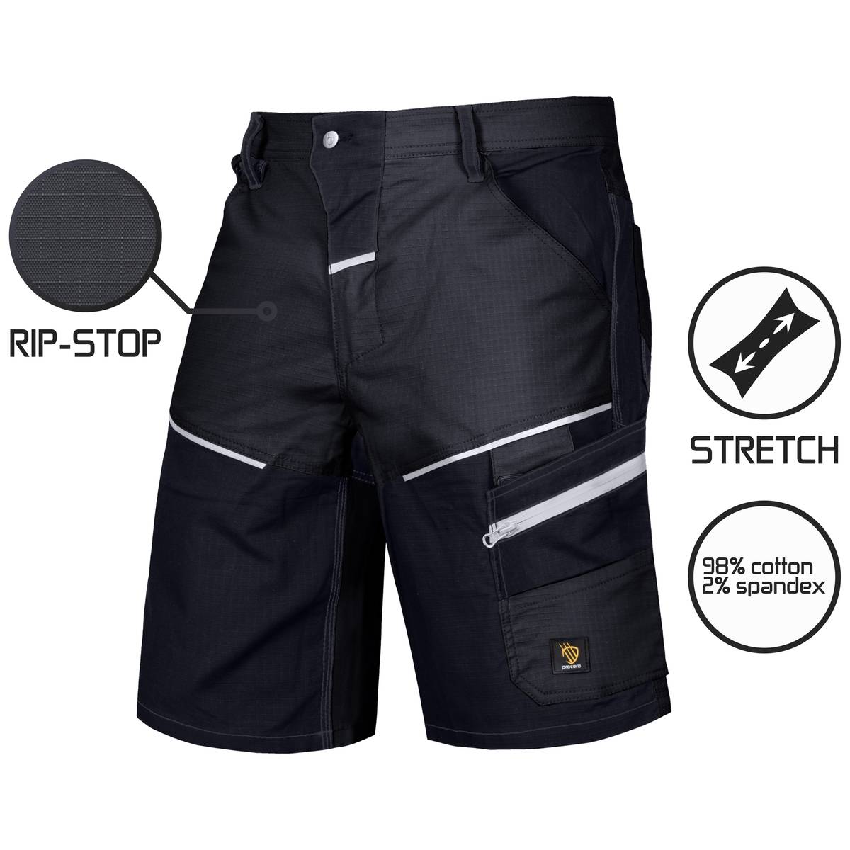 KORTE WERKBROEK LANDER SPANDEX BLACK