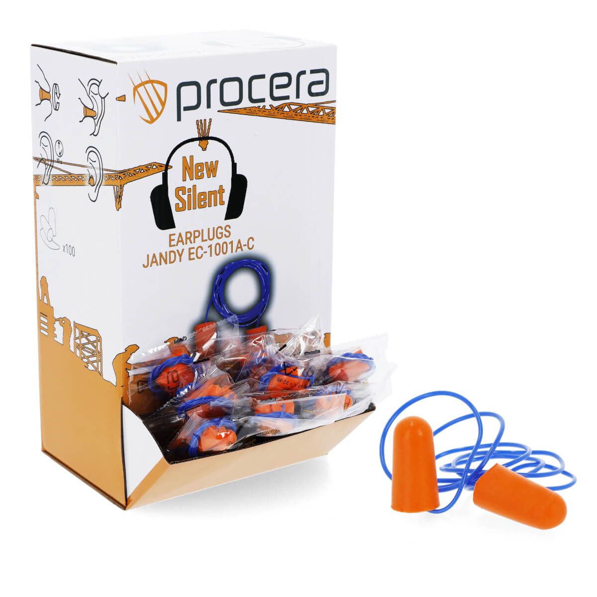 OORDOPJES MET KOORD NEW SILENT EARPLUGS EC-1001A-C - 1 VERPAKKING