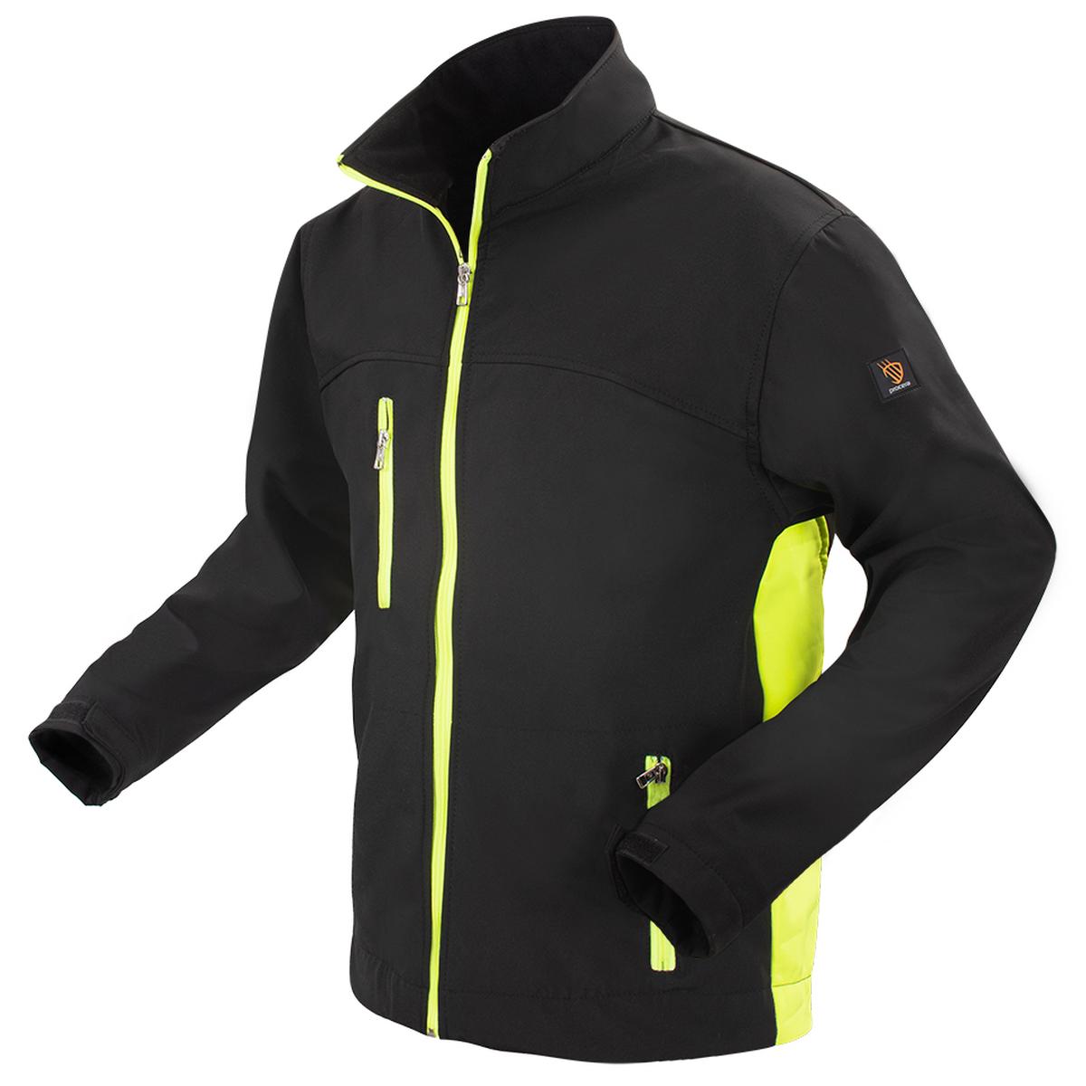 SOFTSHELL JAS ZWART GEEL MAAT XXXL